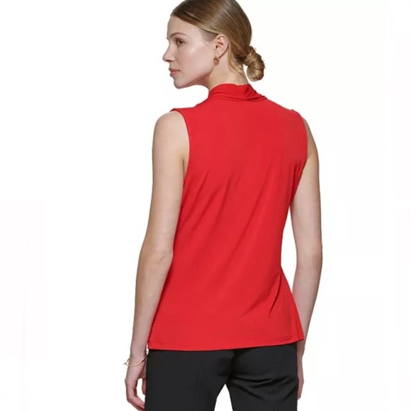 Calvin Klein Gathered V neck sleeveless top - Picture 2 of 7